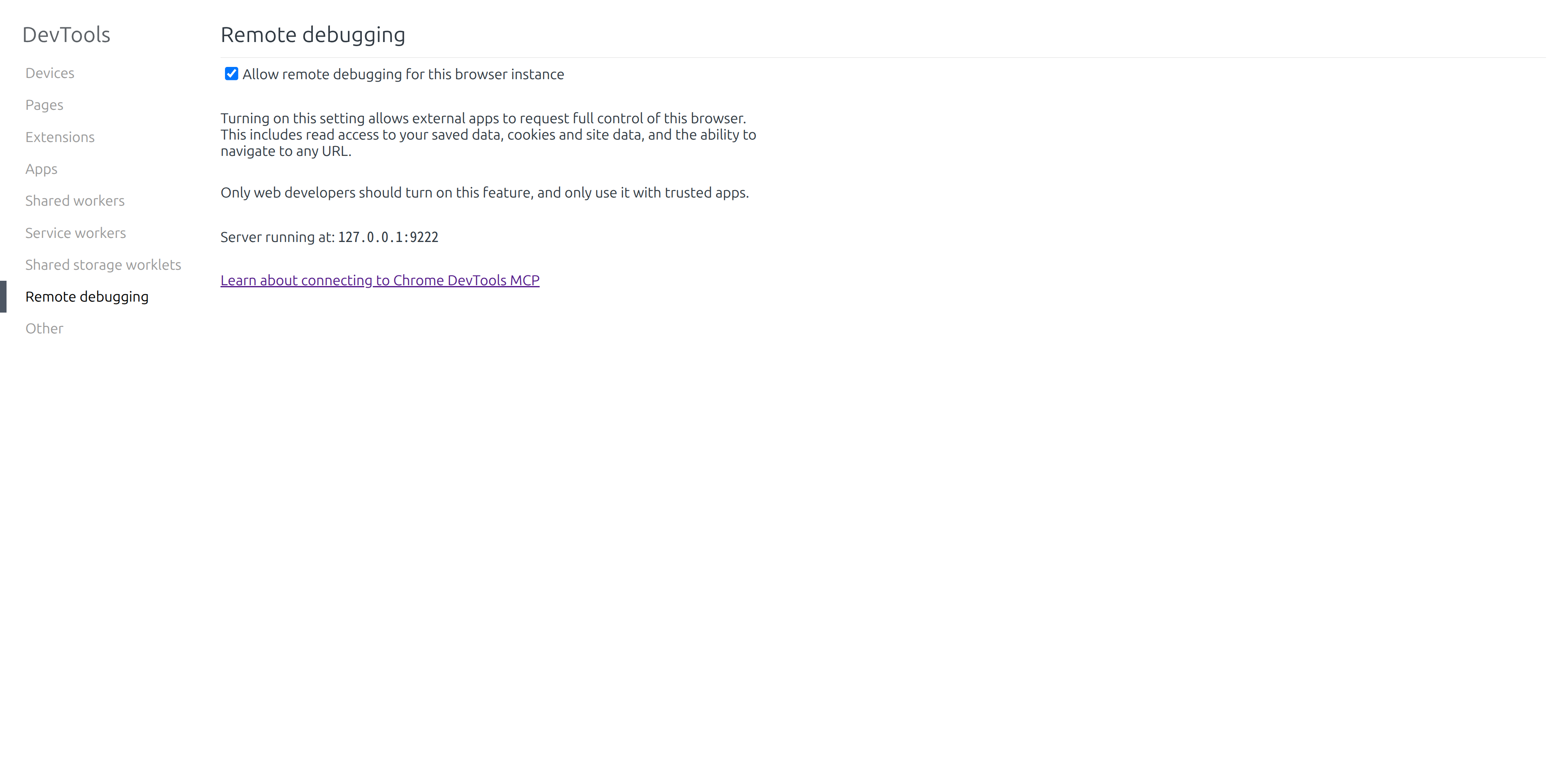 Chrome 远程调试开关页面